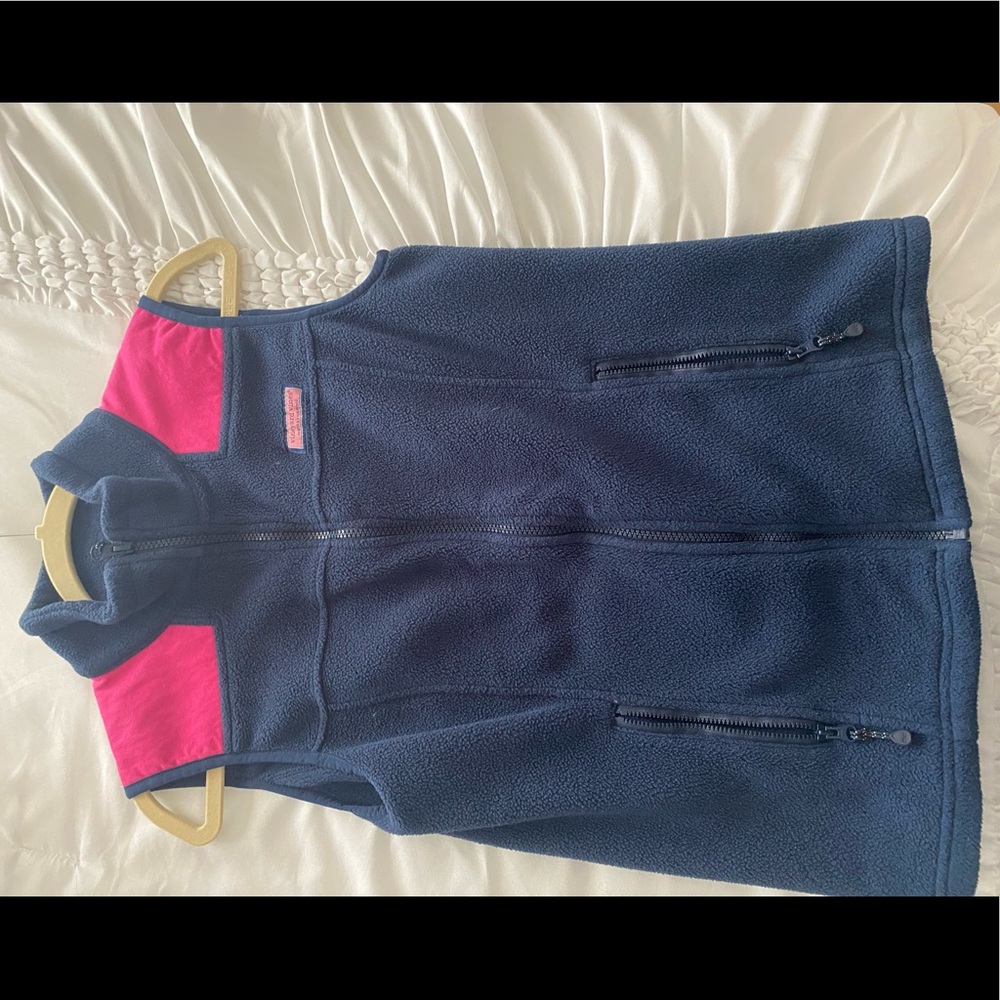 Navy/ hot pink VV fleece vest